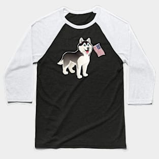 American Flag Siberian Husky Dog Love Baseball T-Shirt